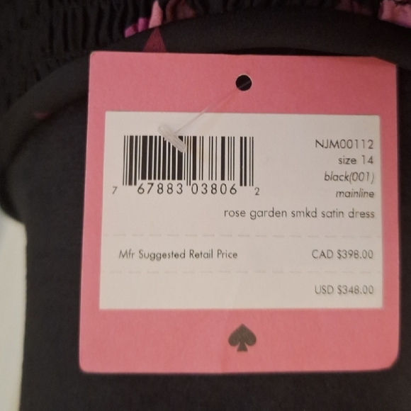 VSALE Kate Spade Black Dress with Pink Floral Design 14 NWT - Picture 11 of 12
